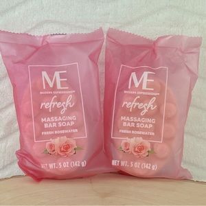🔥5/$25🔥LOT OF 2! Modern Expressions Massaging Bath Bar Soaps - Fresh Rosewater